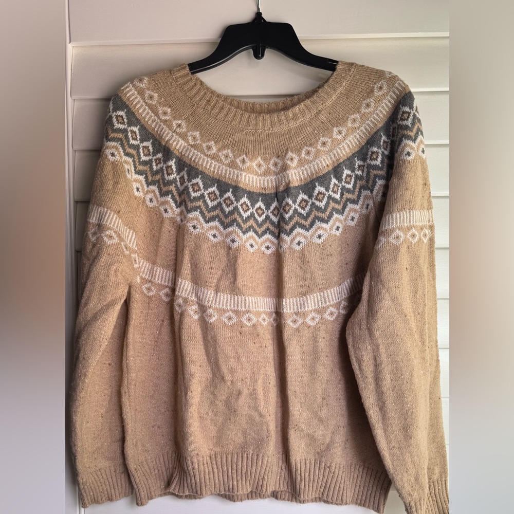 Weatherproof Tan and Cream Knit Sweater